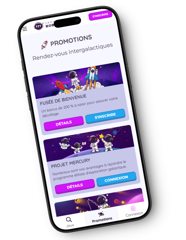 Création de compte sur l'application mobile Jackpot Bob casino